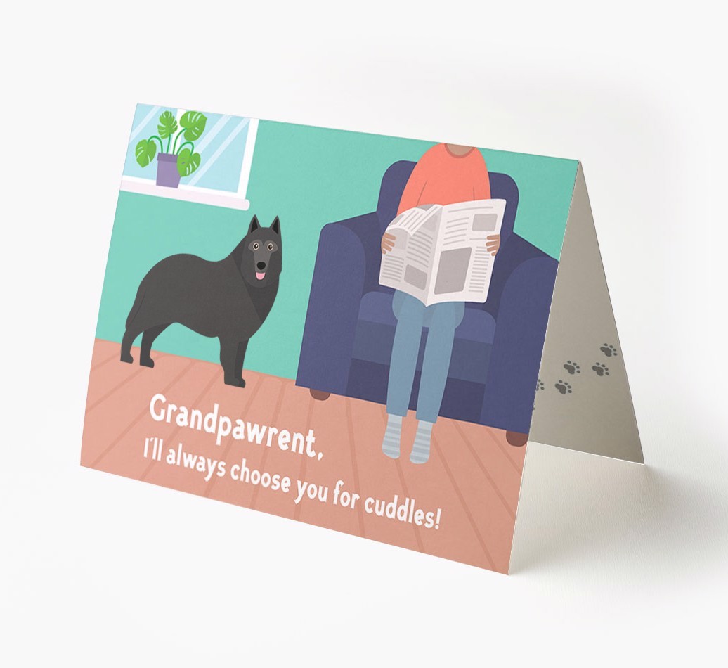 'Grandpawrent, I'll Always Choose You For Cuddles' - Personalised {breedFullName} Card
