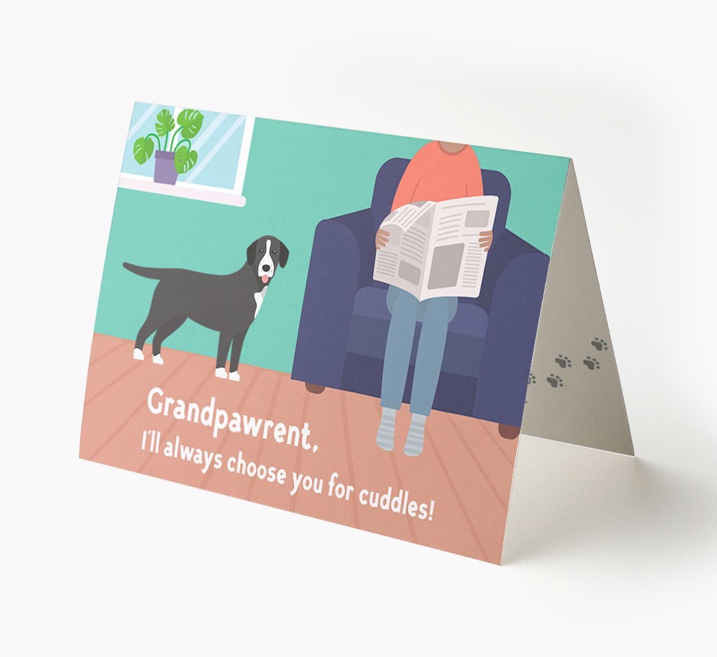 'Grandpawrent, I'll Always Choose You For Cuddles' - Personalised {breedFullName} Card