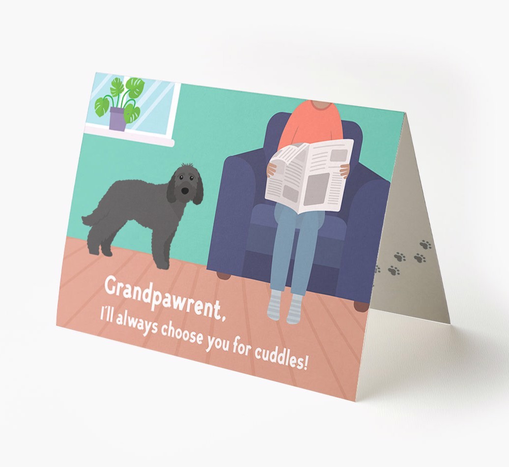 'Grandpawrent, I'll Always Choose You For Cuddles' - Personalised {breedFullName} Card