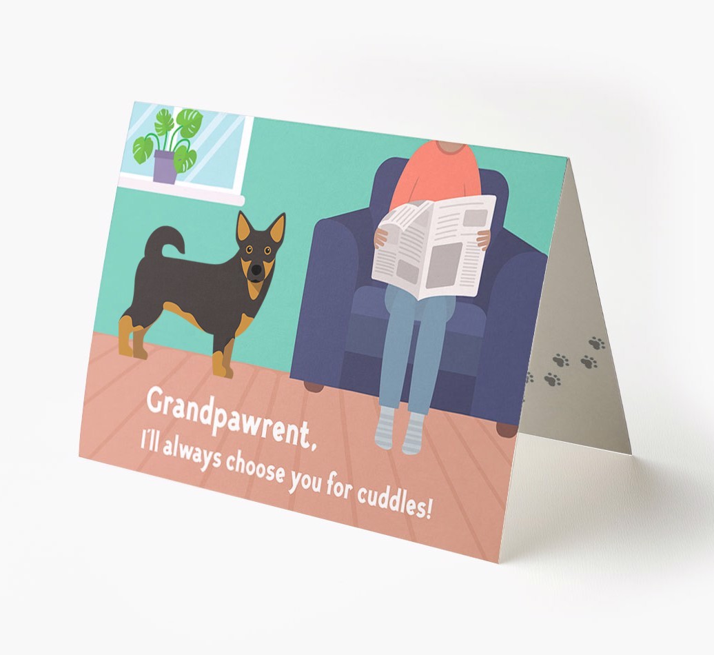 'Grandpawrent, I'll Always Choose You For Cuddles' - Personalised {breedFullName} Card