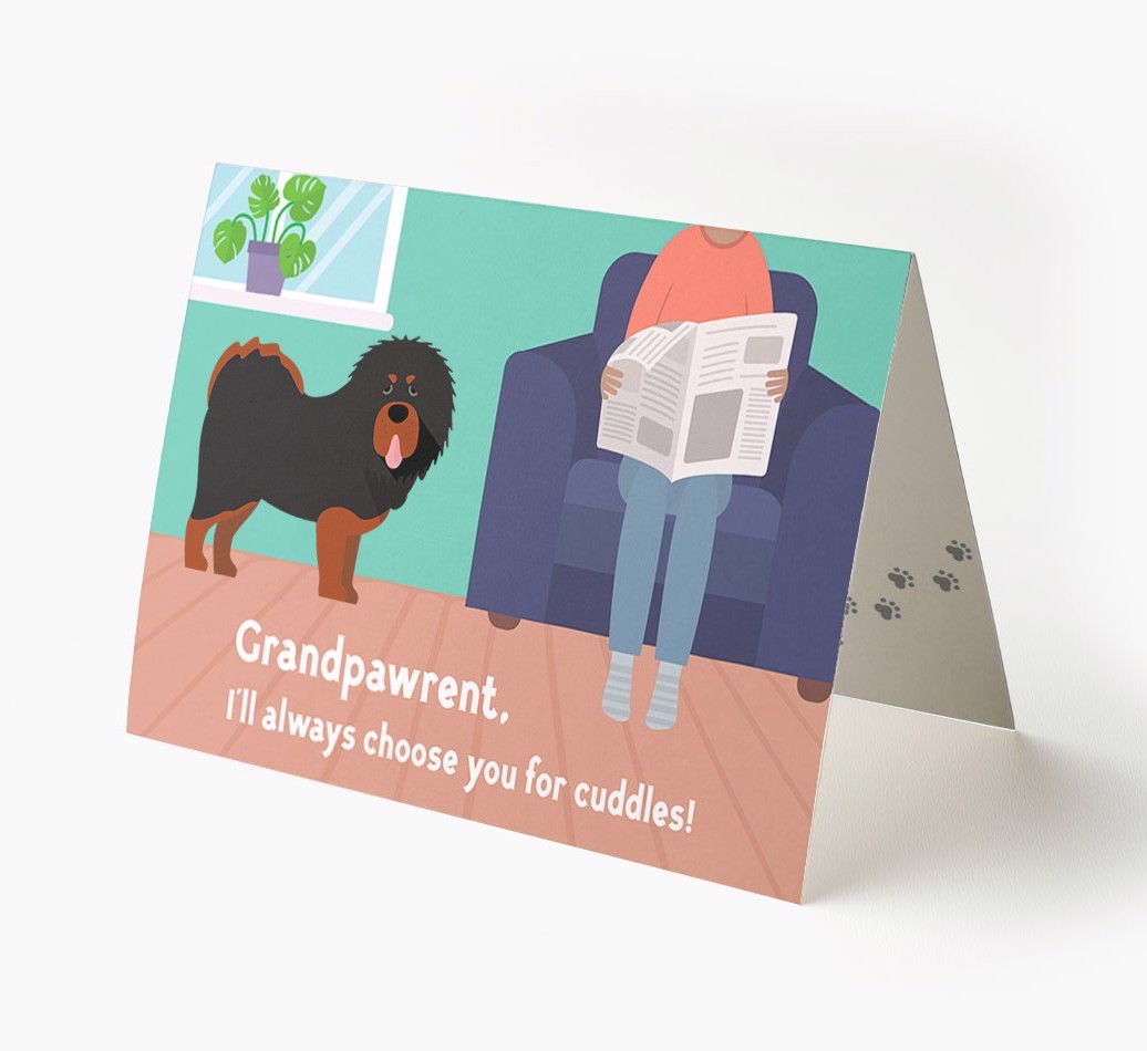 'Grandpawrent, I'll Always Choose You For Cuddles' - Personalised {breedFullName} Card