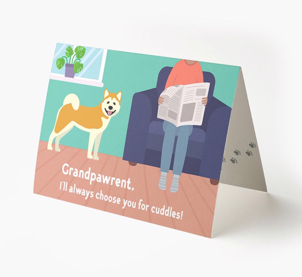 'Grandpawrent, I'd Always Choose You For Cuddles' - Personalized {breedFullName} Card