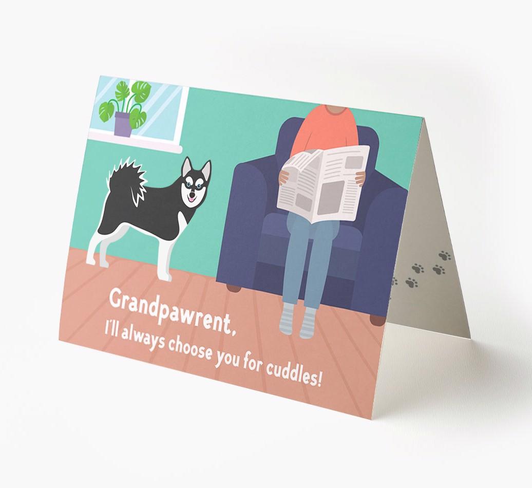 'Grandpawrent, I'd Always Choose You For Cuddles' - Personalized {breedFullName} Card