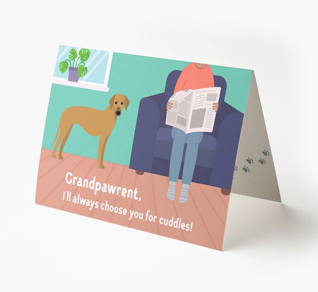 'Grandpawrent, I'd Always Choose You For Cuddles' - Personalized {breedFullName} Card