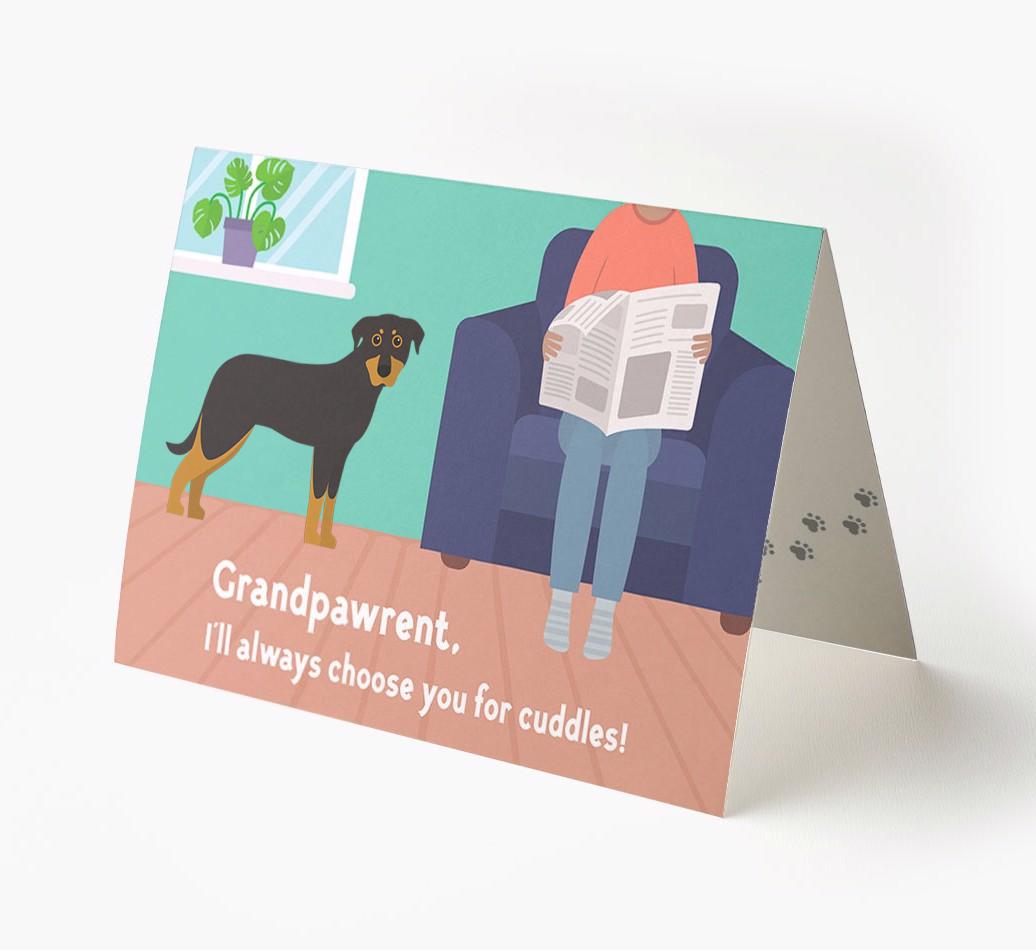 'Grandpawrent, I'd Always Choose You For Cuddles' - Personalized {breedFullName} Card