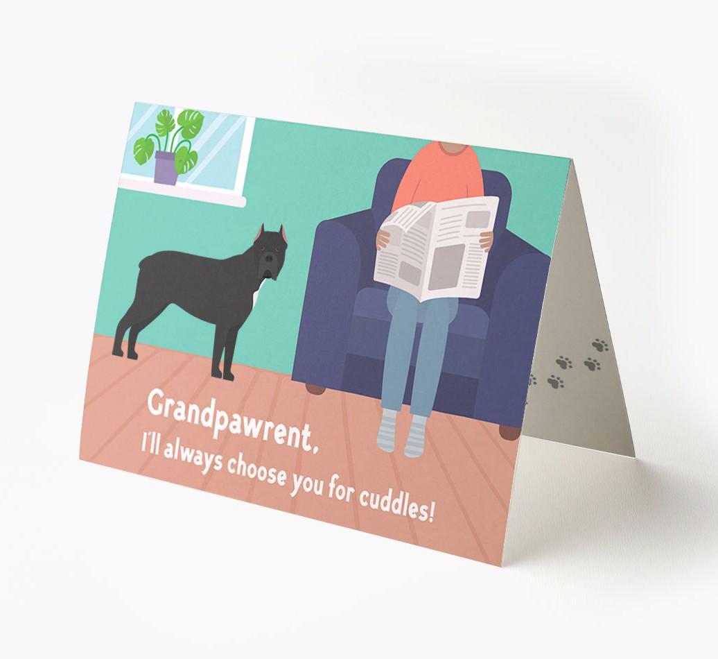 'Grandpawrent, I'd Always Choose You For Cuddles' - Personalized {breedFullName} Card