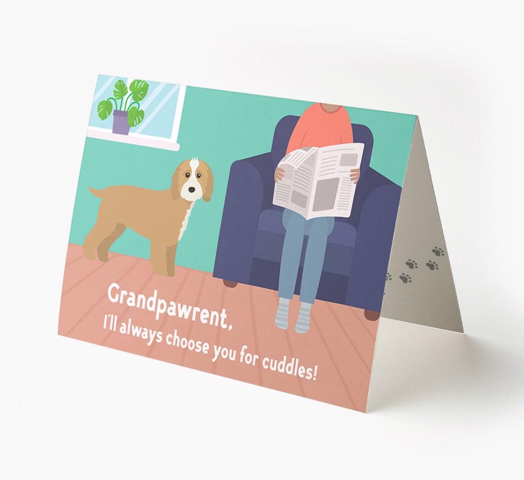 'Grandpawrent, I'd Always Choose You For Cuddles' - Personalized {breedFullName} Card