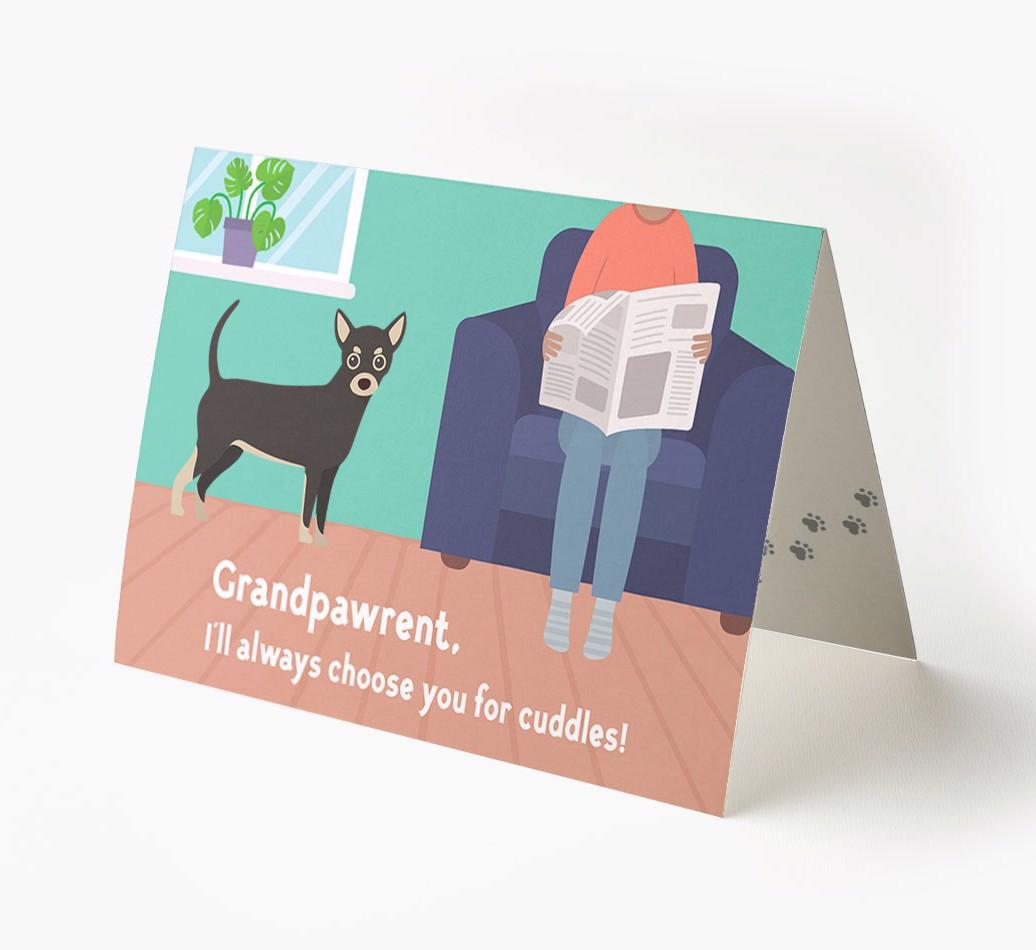 'Grandpawrent, I'd Always Choose You For Cuddles' - Personalized {breedFullName} Card