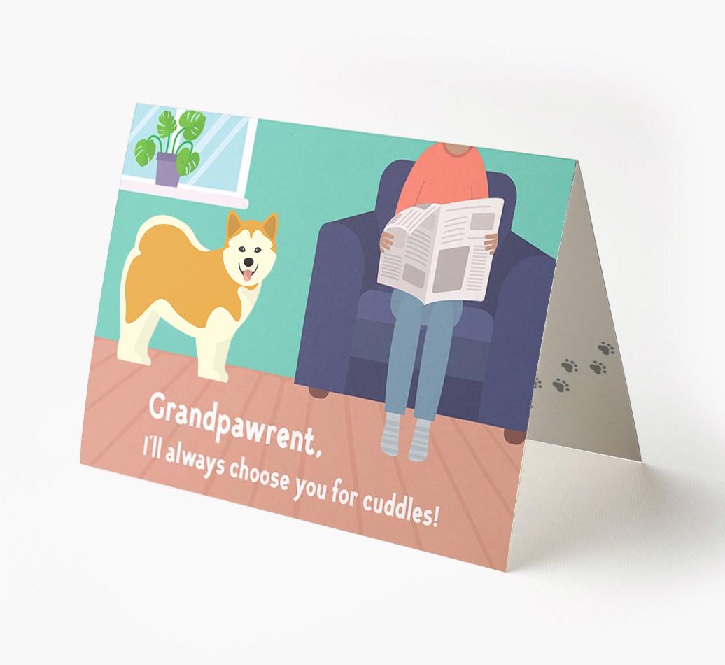 'Grandpawrent, I'd Always Choose You For Cuddles' - Personalized {breedFullName} Card