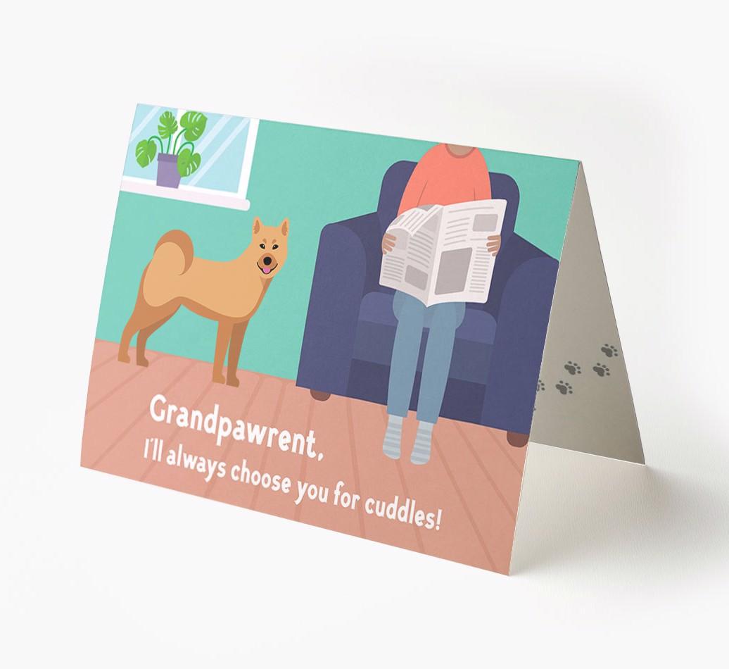 'Grandpawrent, I'd Always Choose You For Cuddles' - Personalized {breedFullName} Card