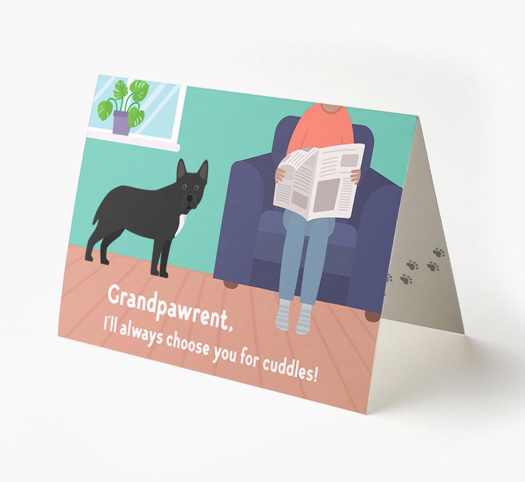 'Grandpawrent, I'd Always Choose You For Cuddles' - Personalized {breedFullName} Card