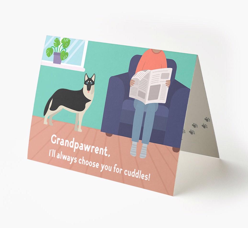 'Grandpawrent, I'd Always Choose You For Cuddles' - Personalized {breedFullName} Card