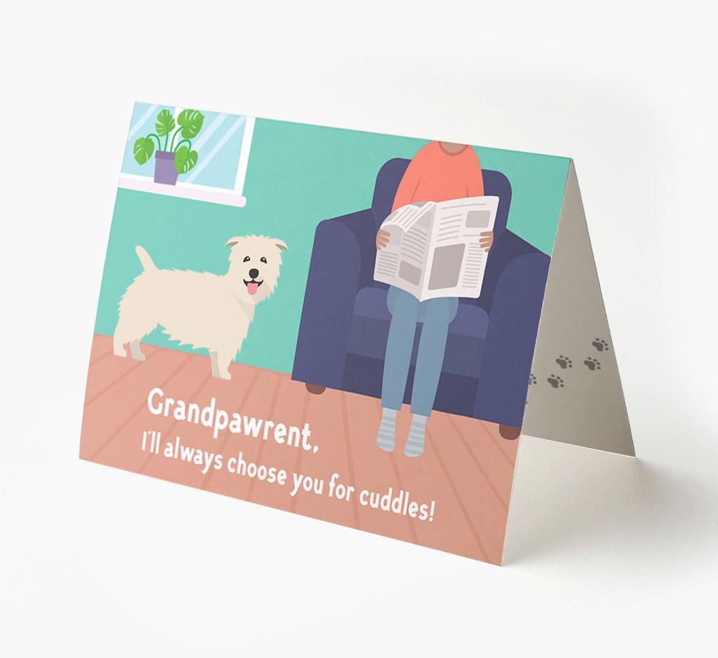 'Grandpawrent, I'd Always Choose You For Cuddles' - Personalized {breedFullName} Card