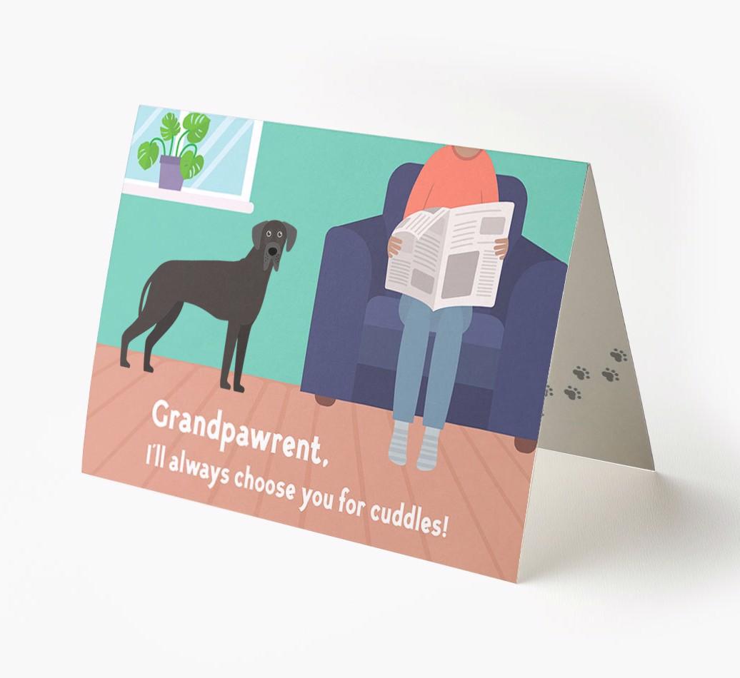 'Grandpawrent, I'd Always Choose You For Cuddles' - Personalized {breedFullName} Card