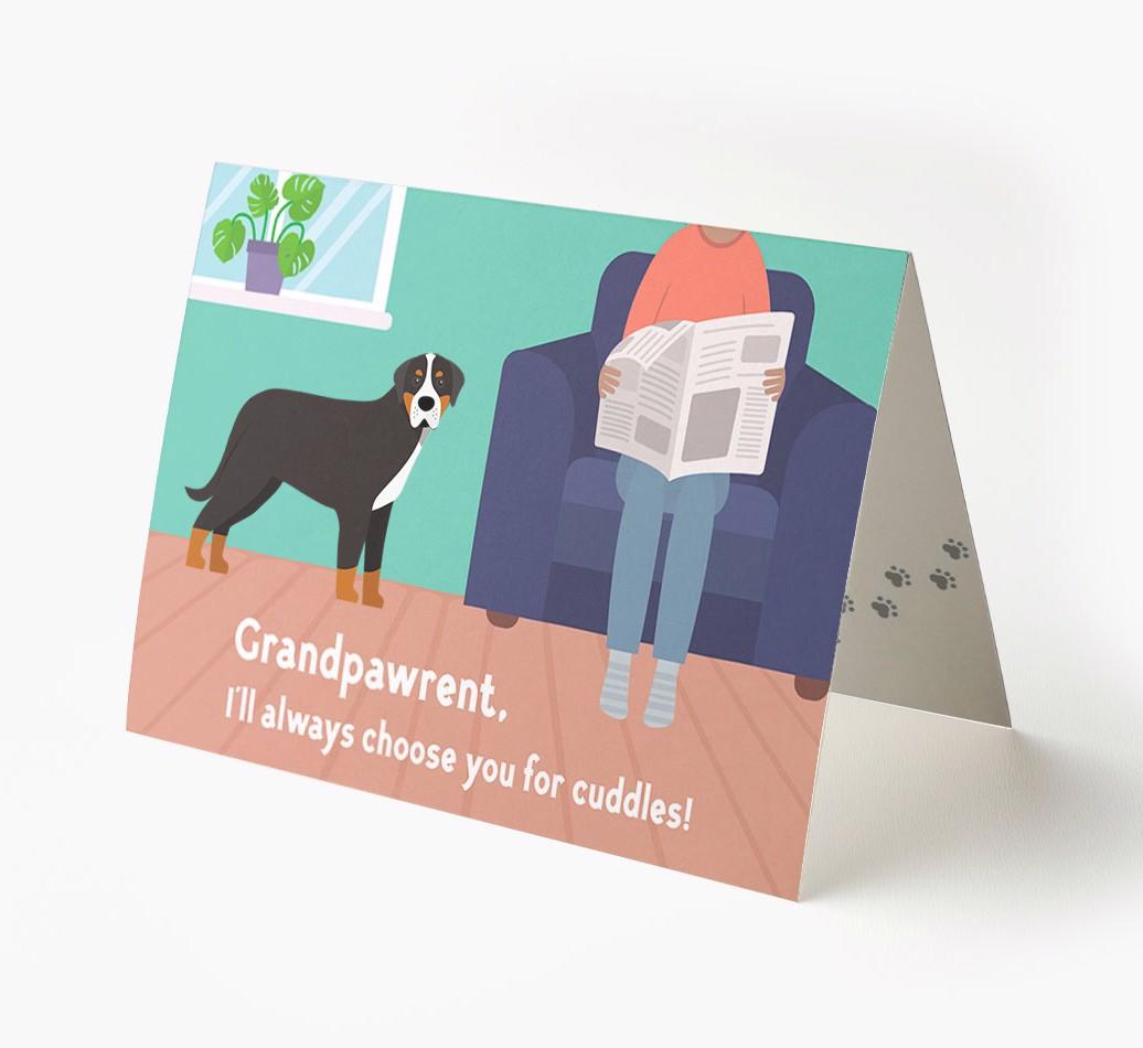 'Grandpawrent, I'd Always Choose You For Cuddles' - Personalized {breedFullName} Card