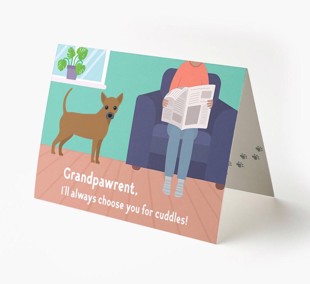 'Grandpawrent, I'd Always Choose You For Cuddles' - Personalized {breedFullName} Card
