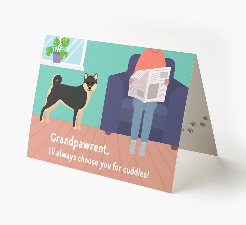 'Grandpawrent, I'd Always Choose You For Cuddles' - Personalized {breedFullName} Card