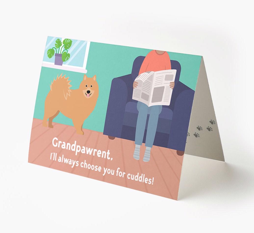 'Grandpawrent, I'd Always Choose You For Cuddles' - Personalized {breedFullName} Card
