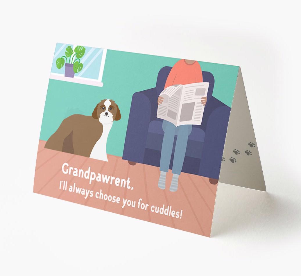 'Grandpawrent, I'd Always Choose You For Cuddles' - Personalized {breedFullName} Card