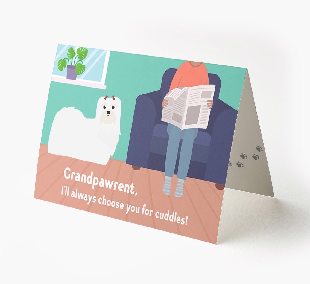 'Grandpawrent, I'd Always Choose You For Cuddles' - Personalized {breedFullName} Card
