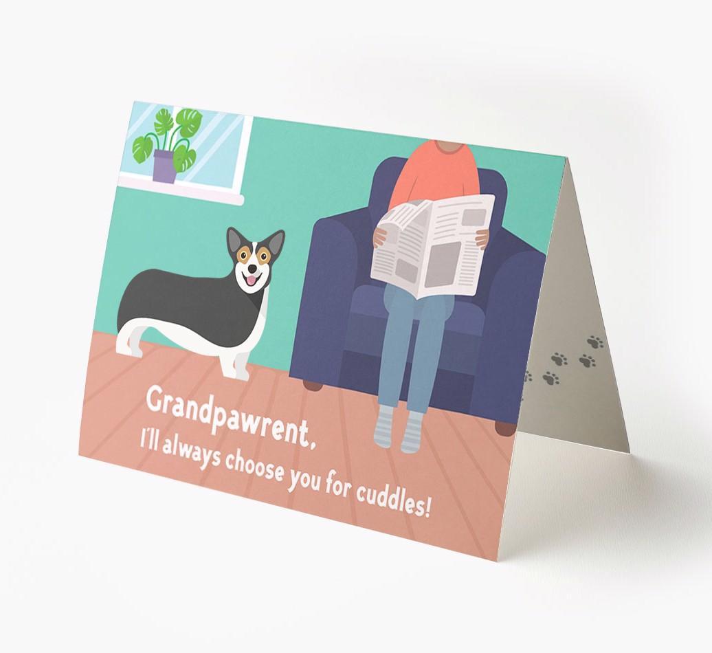 'Grandpawrent, I'd Always Choose You For Cuddles' - Personalized {breedFullName} Card