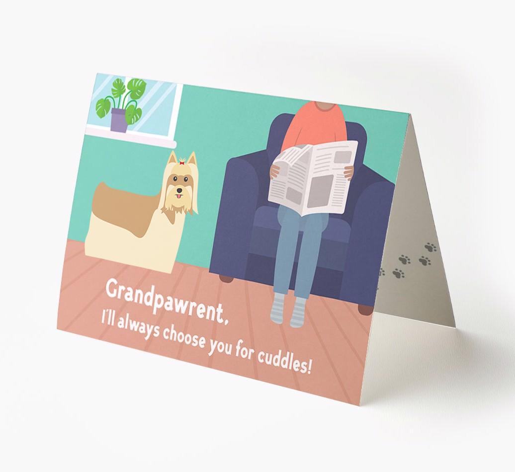 'Grandpawrent, I'll Always Choose You For Cuddles' - Personalised {breedFullName} Card