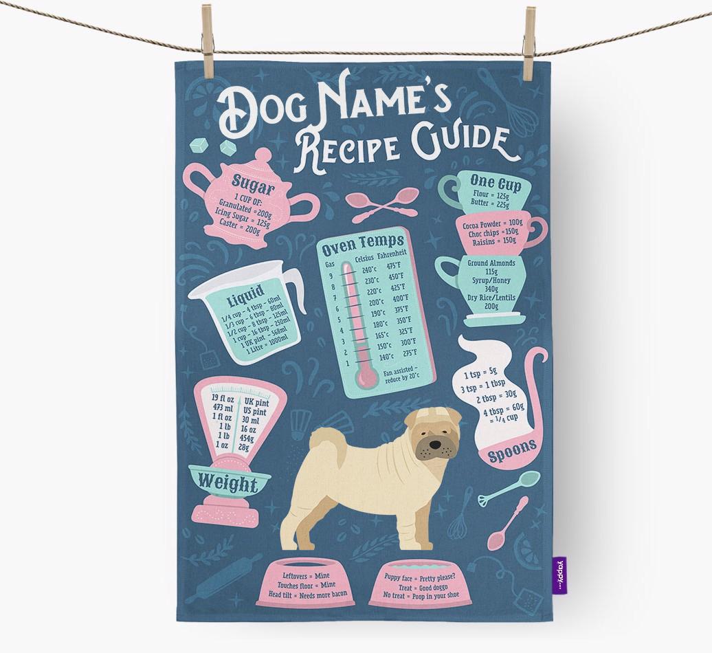 'Recipe Measurements Guide' - Personalized {breedFullName} Tea Towel