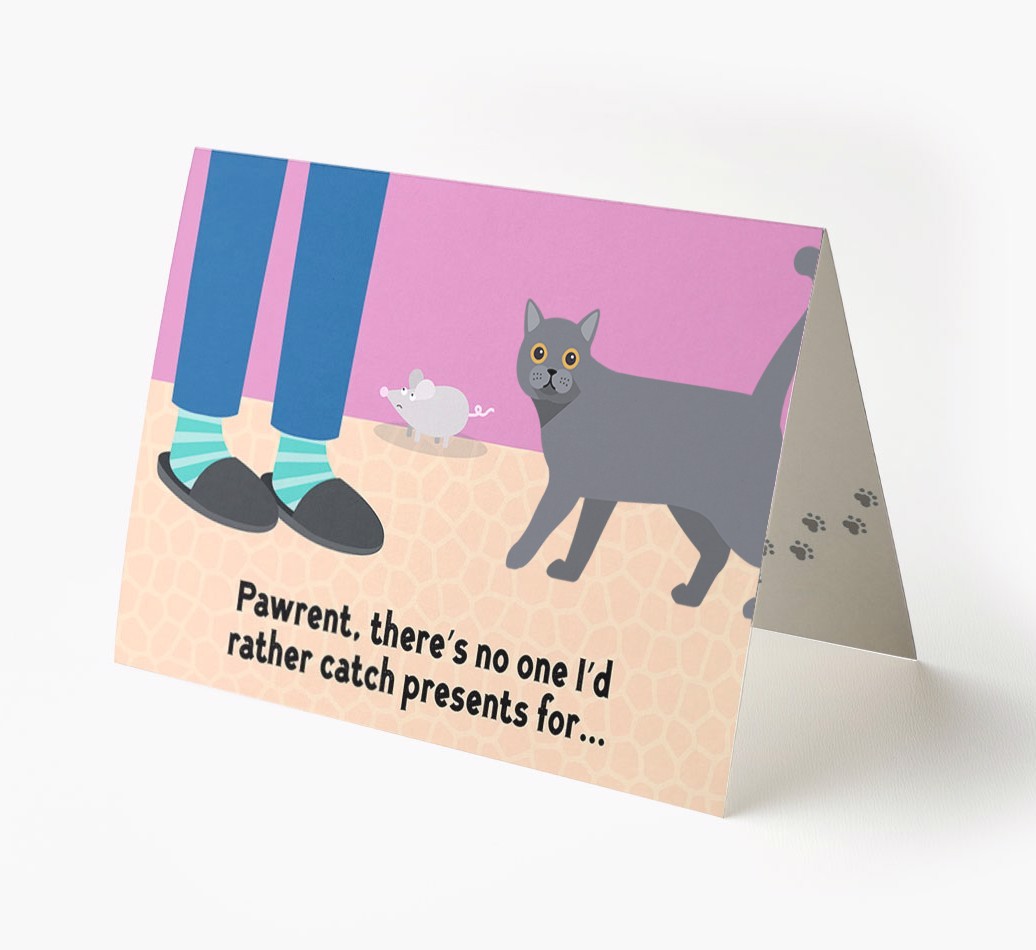 'Pawrent, There’s No One I’d  Rather Catch Presents For' - Personalised {breedFullName} Card