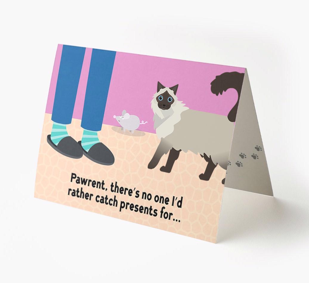 'Pawrent, There’s No One I’d  Rather Catch Presents For' - Personalized {breedFullName} Card