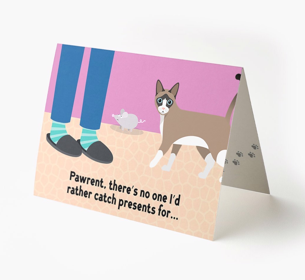 'Pawrent, There’s No One I’d  Rather Catch Presents For' - Personalised {breedFullName} Card