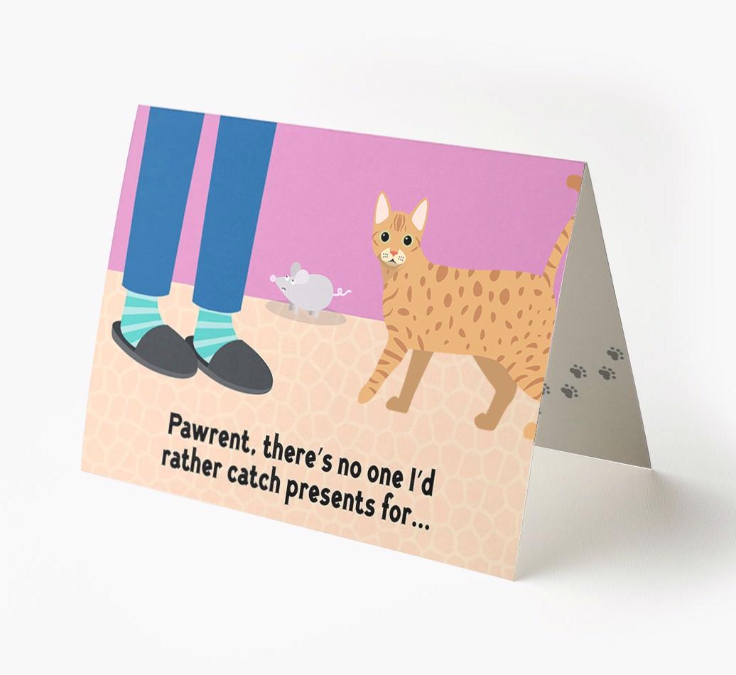 'Pawrent, There’s No One I’d  Rather Catch Presents For' - Personalized {breedFullName} Card
