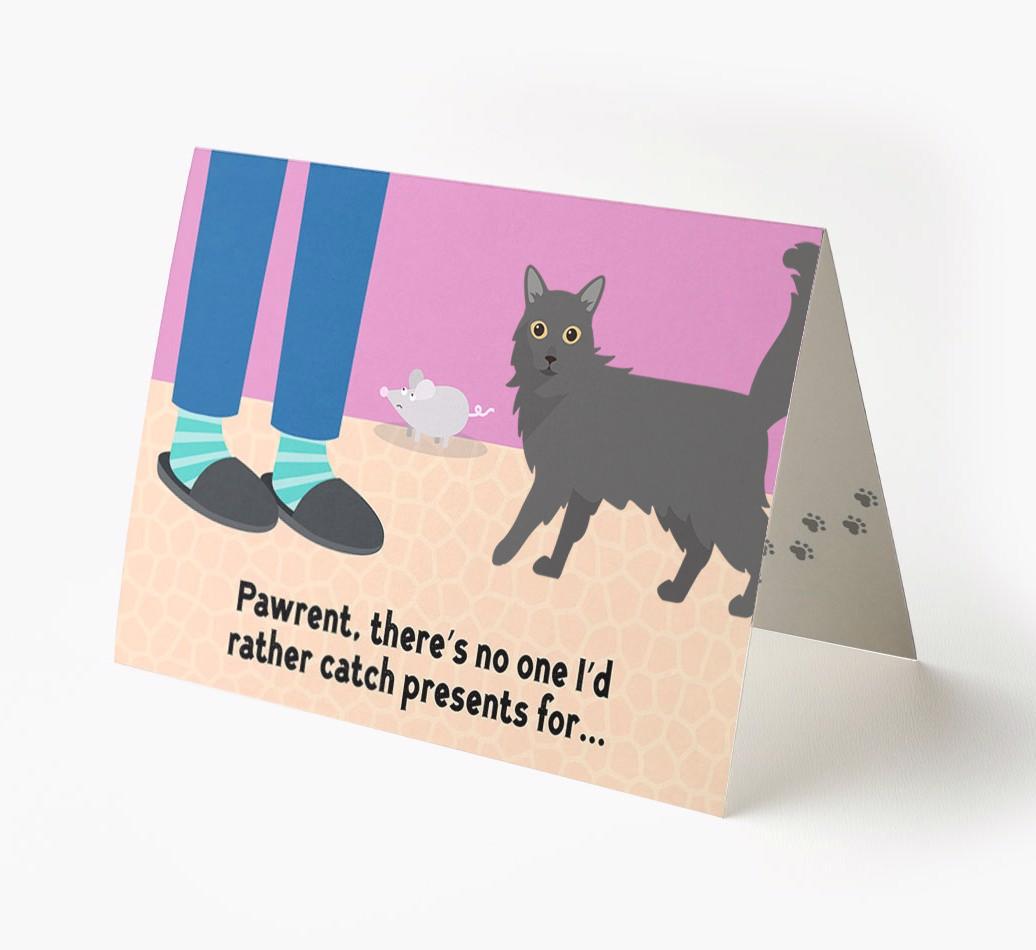 'Pawrent, There’s No One I’d  Rather Catch Presents For' - Personalized {breedFullName} Card