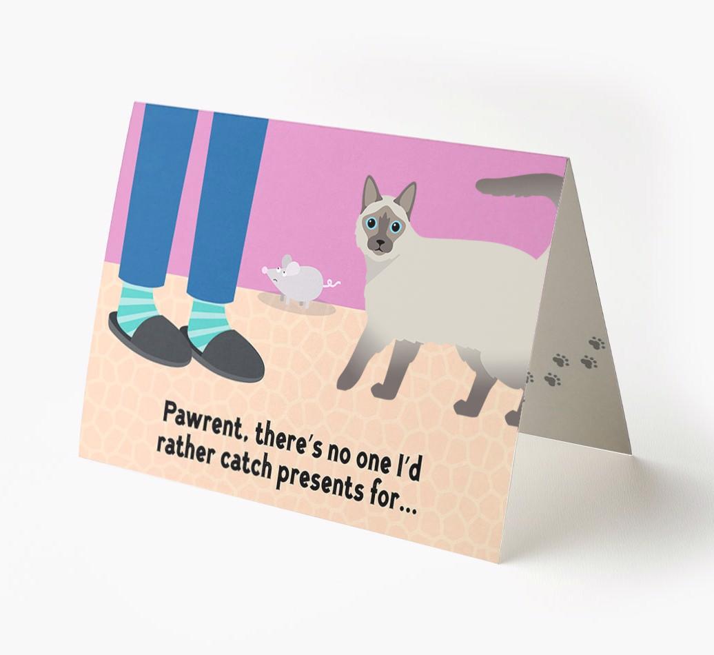'Pawrent, There’s No One I’d  Rather Catch Presents For' - Personalized {breedFullName} Card