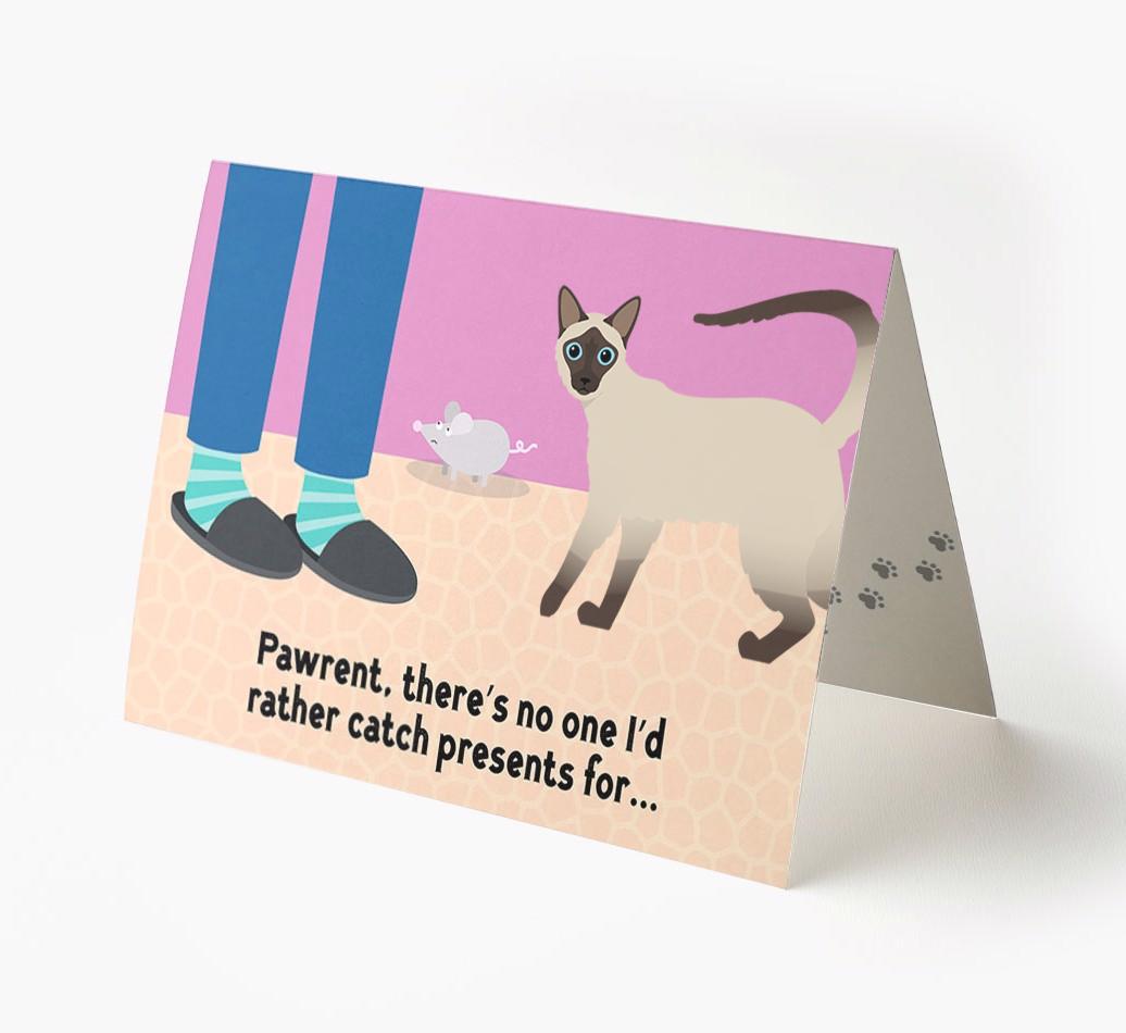 'Pawrent, There’s No One I’d  Rather Catch Presents For' - Personalized {breedFullName} Card