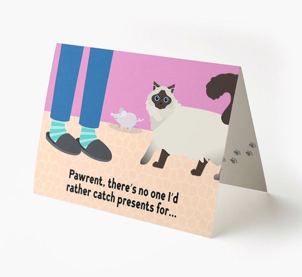 'Pawrent, There’s No One I’d  Rather Catch Presents For' - Personalized {breedFullName} Card