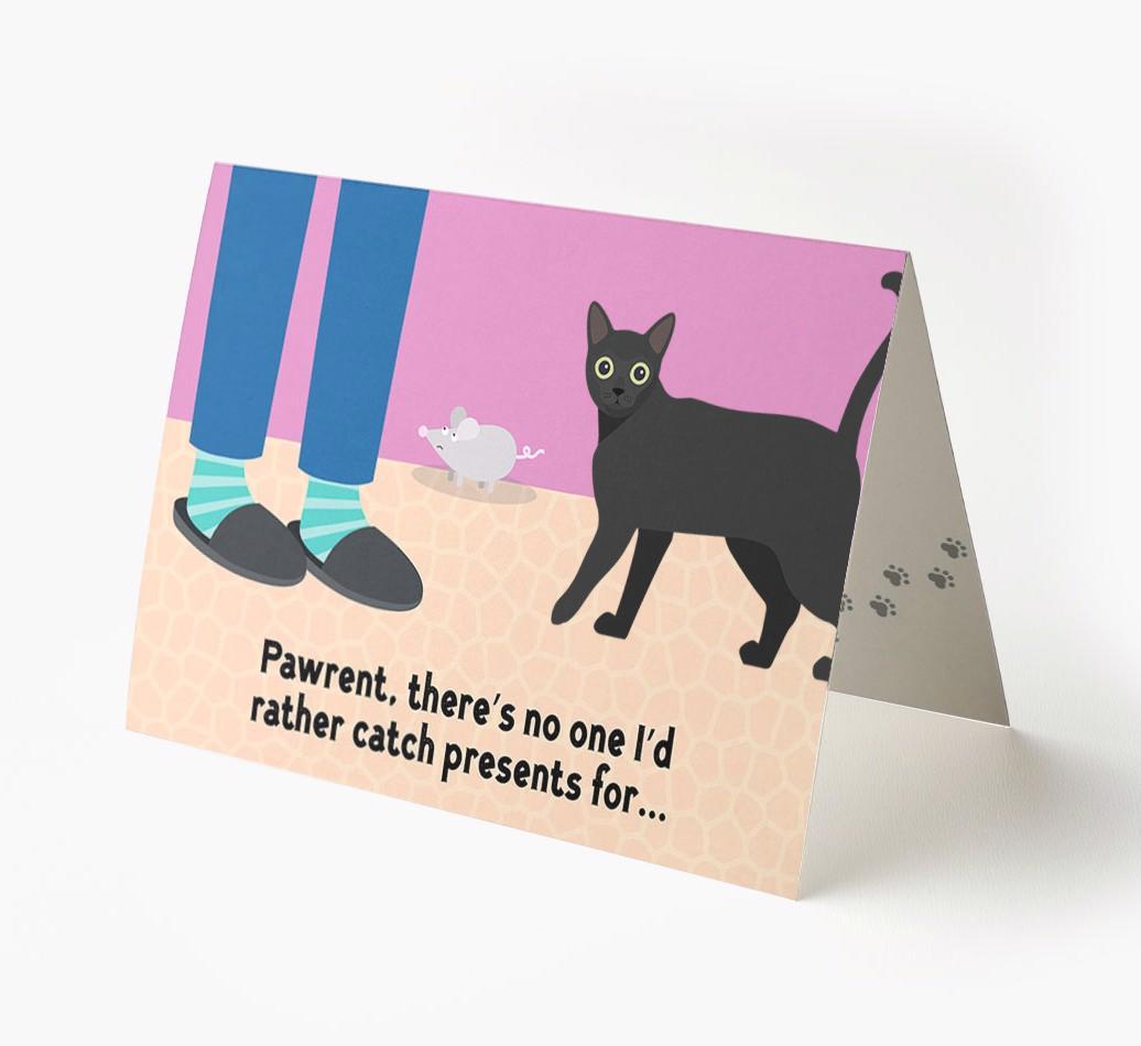 'Pawrent, There’s No One I’d  Rather Catch Presents For' - Personalized {breedFullName} Card