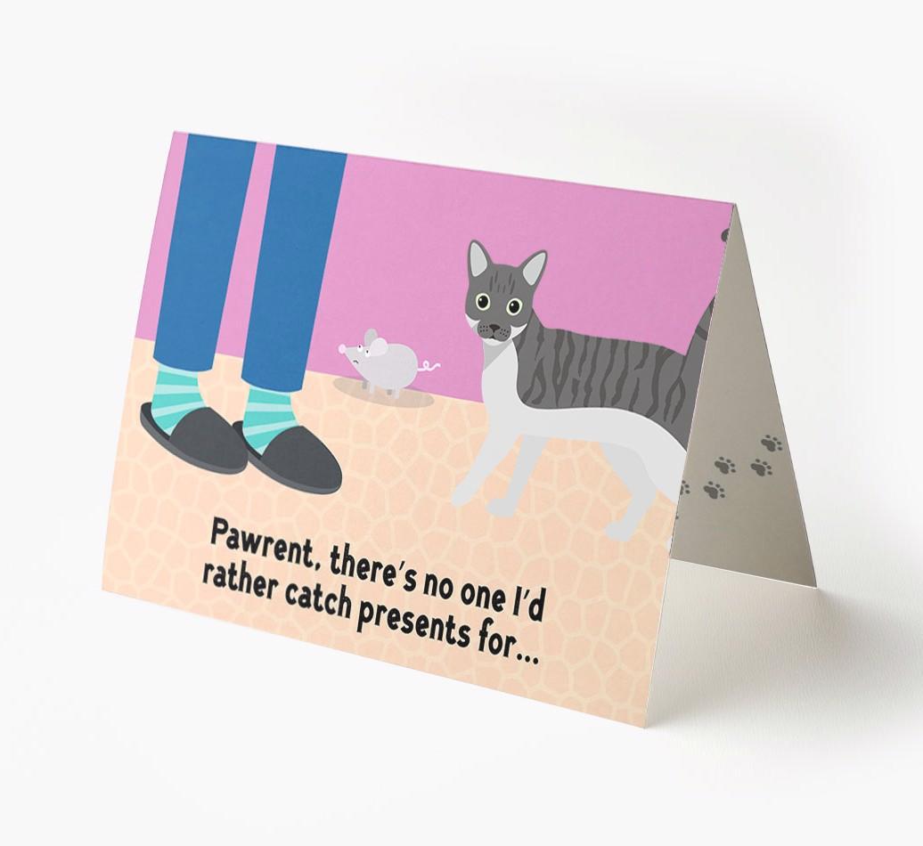 'Pawrent, There’s No One I’d  Rather Catch Presents For' - Personalized {breedFullName} Card