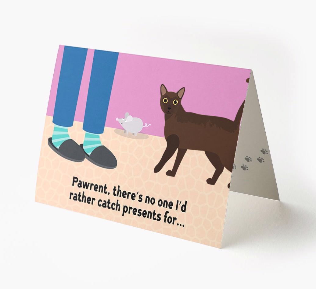 'Pawrent, There’s No One I’d  Rather Catch Presents For' - Personalized {breedFullName} Card