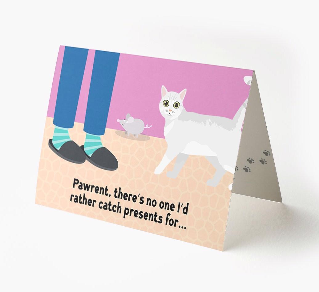 'Pawrent, There’s No One I’d  Rather Catch Presents For' - Personalized {breedFullName} Card