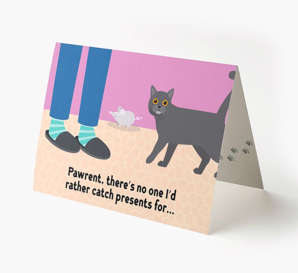 'Pawrent, There’s No One I’d  Rather Catch Presents For' - Personalized {breedFullName} Card