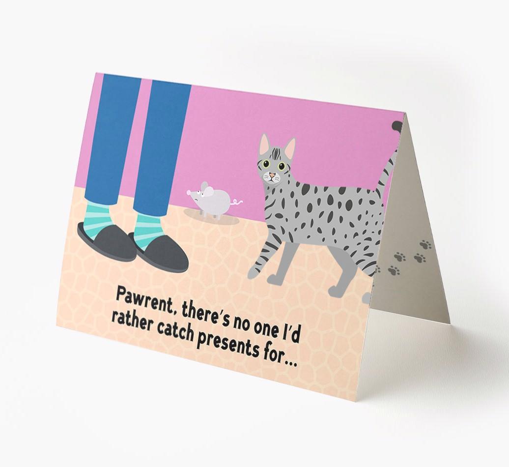 'Pawrent, There’s No One I’d  Rather Catch Presents For' - Personalized {breedFullName} Card