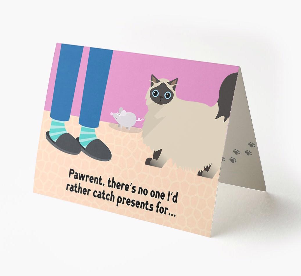 'Pawrent, There’s No One I’d  Rather Catch Presents For' - Personalized {breedFullName} Card