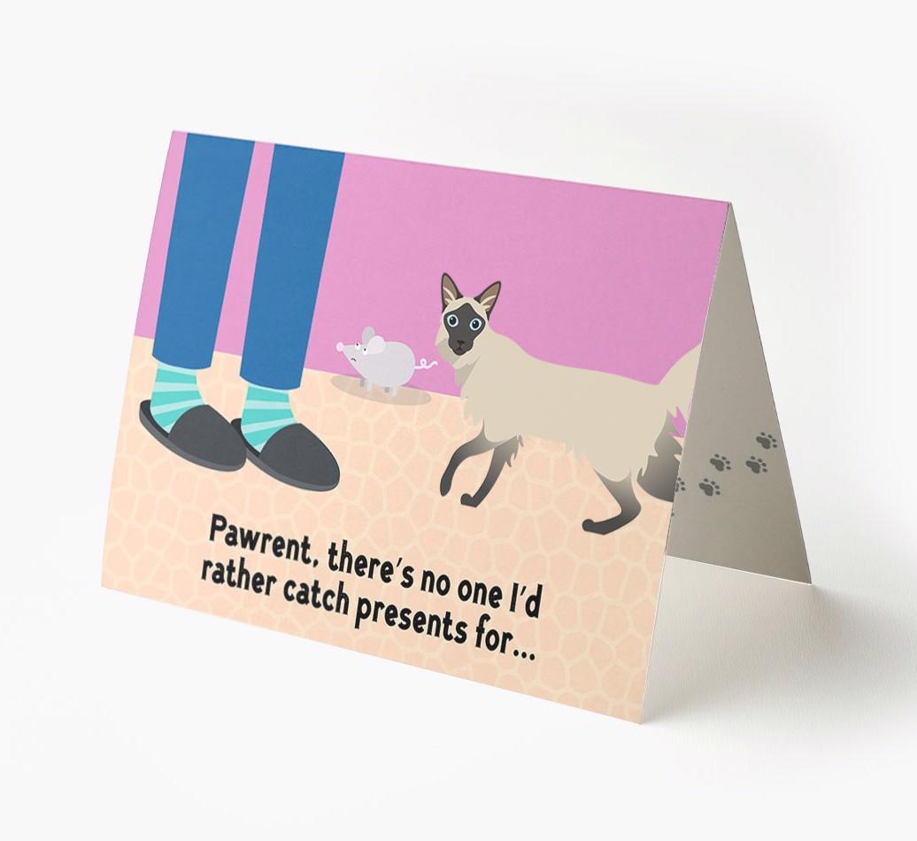 'Pawrent, There’s No One I’d  Rather Catch Presents For' - Personalized {breedFullName} Card