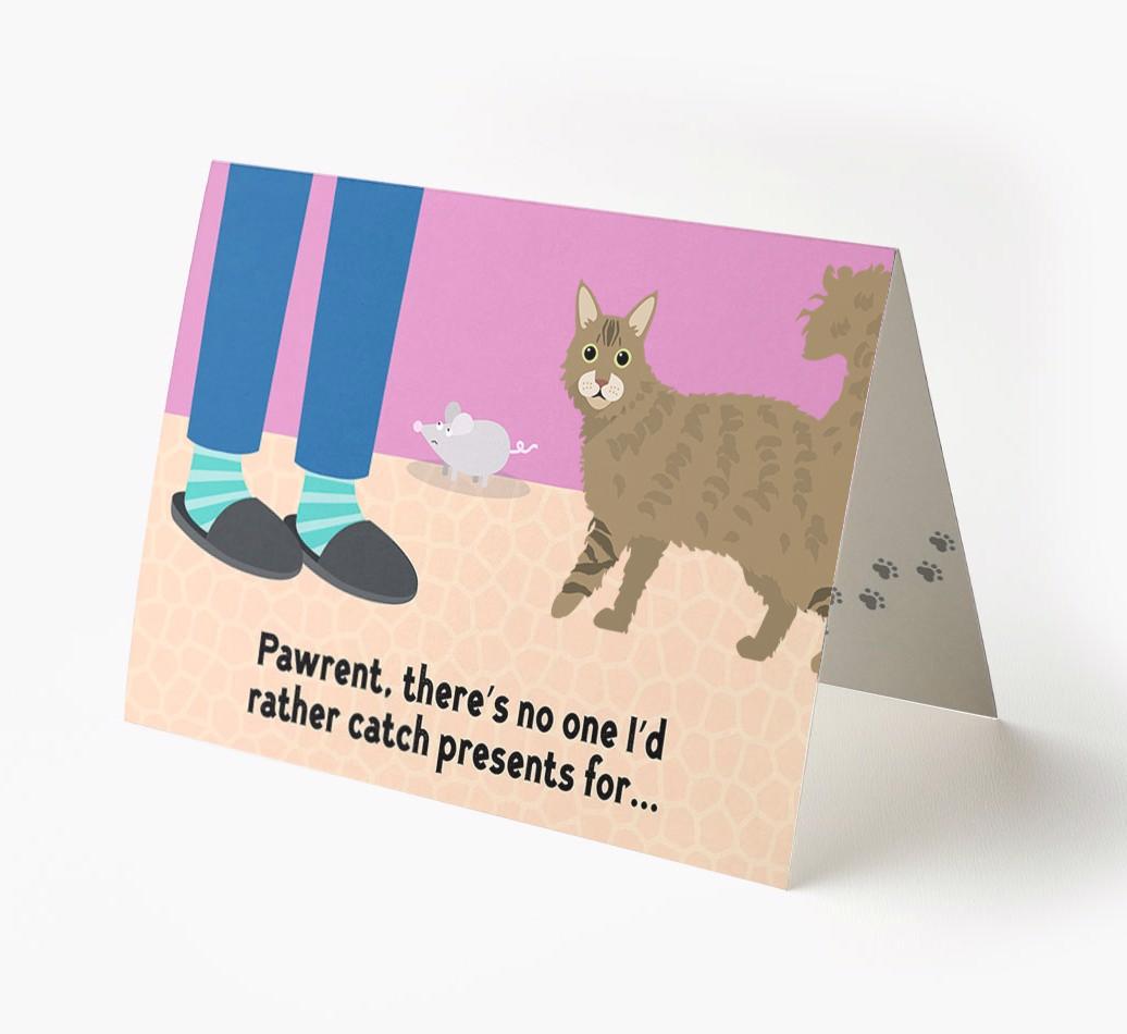 'Pawrent, There’s No One I’d  Rather Catch Presents For' - Personalized {breedFullName} Card
