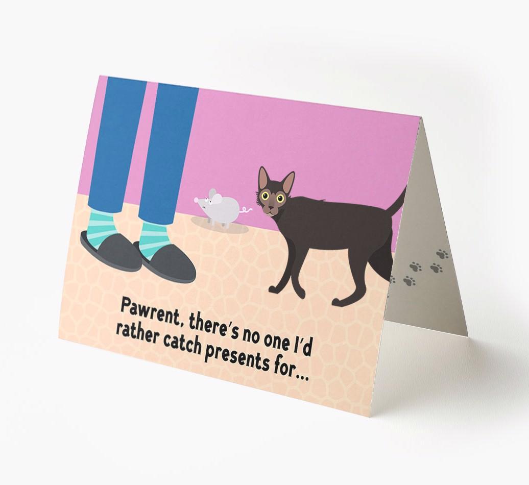 'Pawrent, There’s No One I’d  Rather Catch Presents For' - Personalized {breedFullName} Card