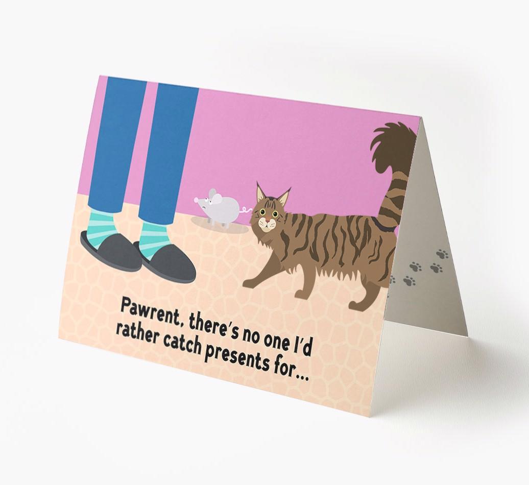 'Pawrent, There’s No One I’d  Rather Catch Presents For' - Personalized {breedFullName} Card