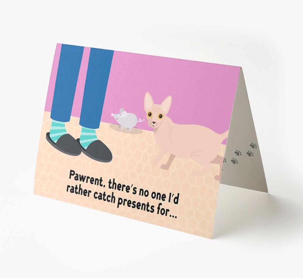 'Pawrent, There’s No One I’d  Rather Catch Presents For' - Personalized {breedFullName} Card