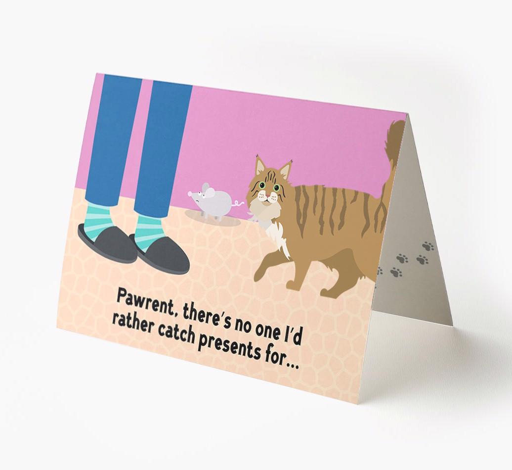 'Pawrent, There’s No One I’d  Rather Catch Presents For' - Personalized {breedFullName} Card