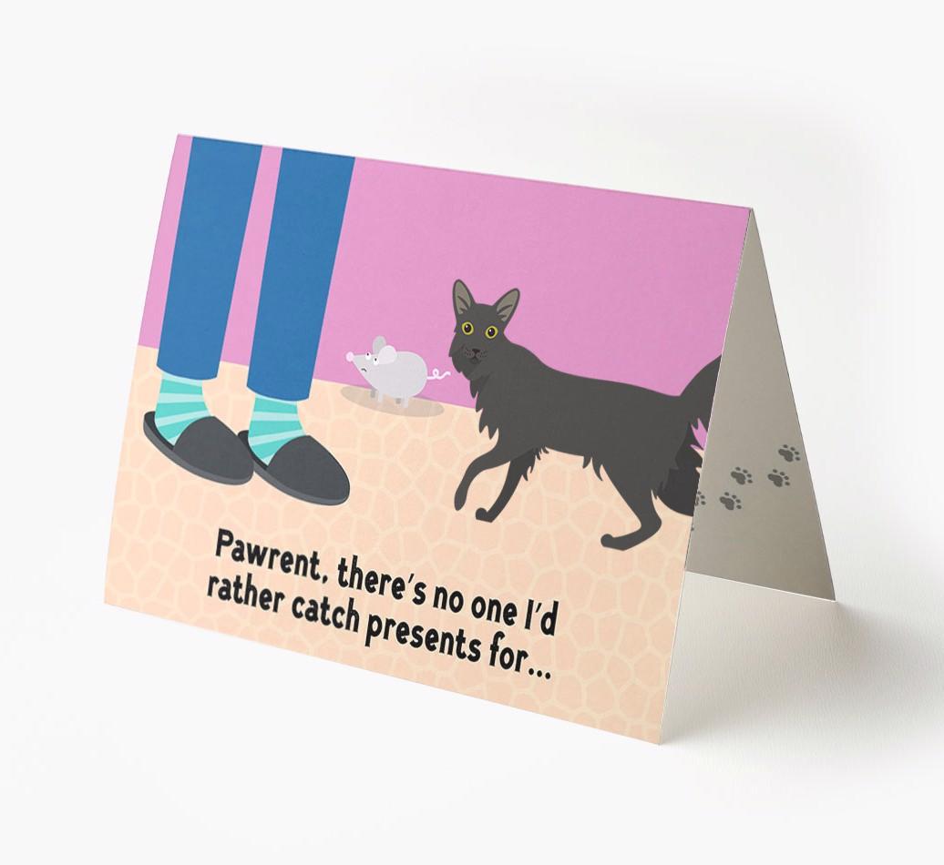 'Pawrent, There’s No One I’d  Rather Catch Presents For' - Personalized {breedFullName} Card