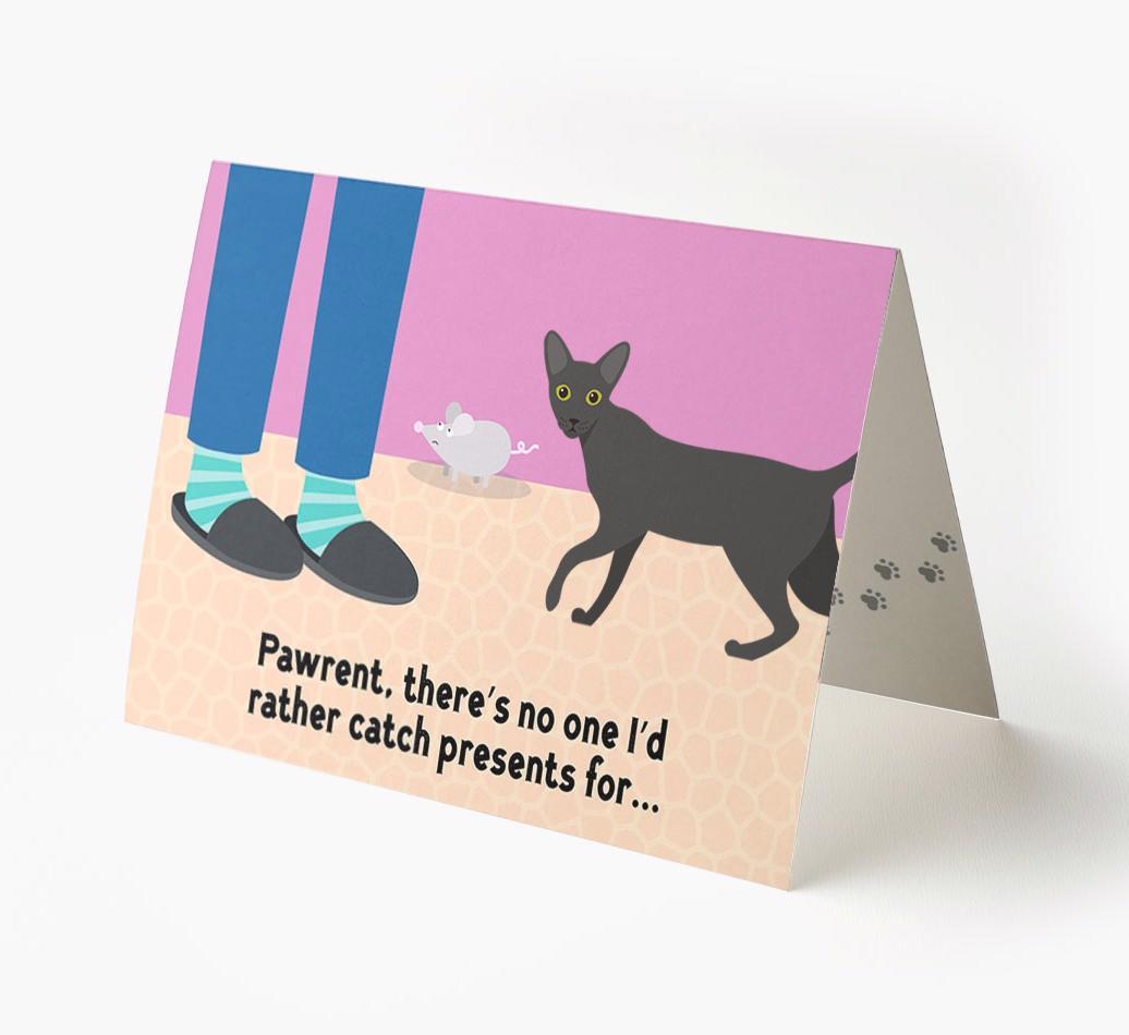 'Pawrent, There’s No One I’d  Rather Catch Presents For' - Personalized {breedFullName} Card
